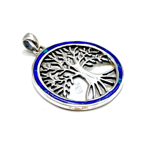Sterling Silver with Stone of Israel Tree of Life Pendant